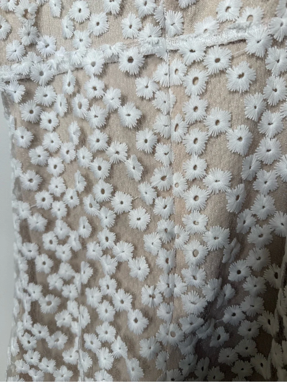 Lulus white nude embroidered mini dress ruffle S - Picture 7 of 10
